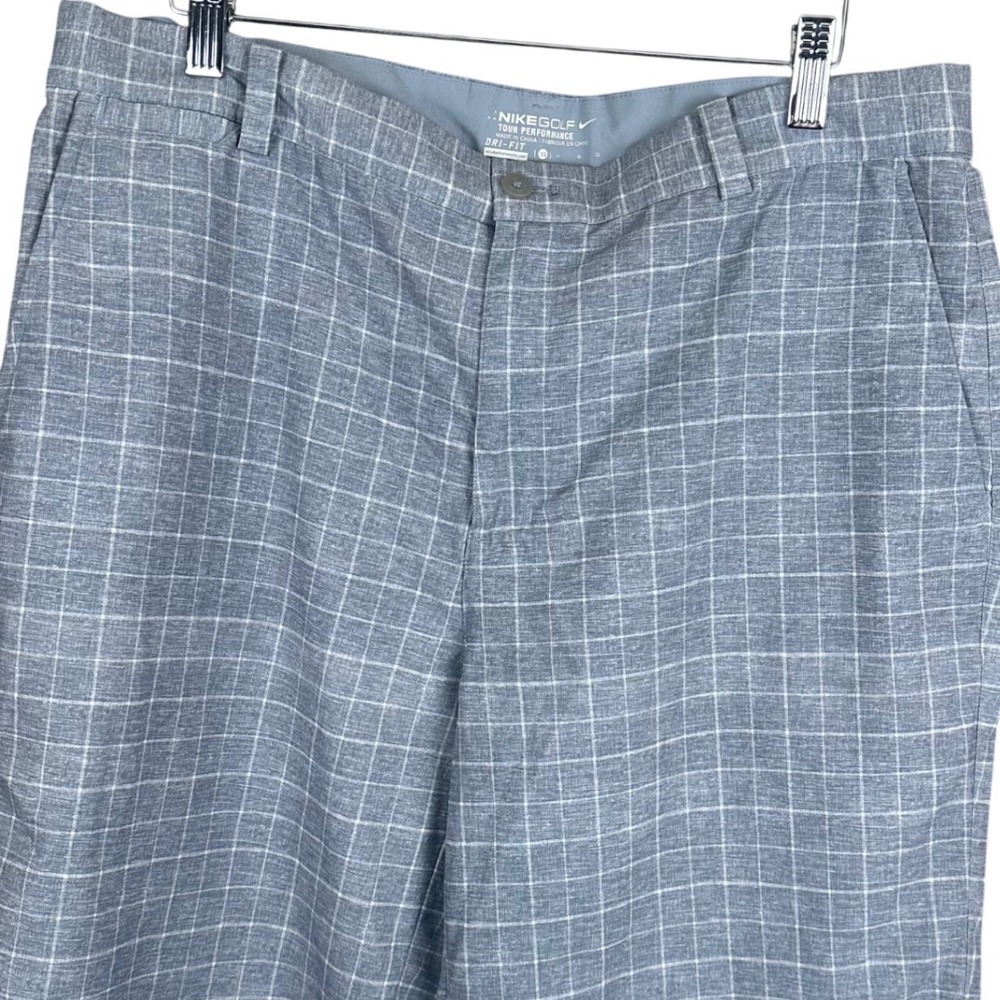 Nike Golf Tour Performance Dri-FIT Grey Plaid Shorts Mens 38 Windowpane